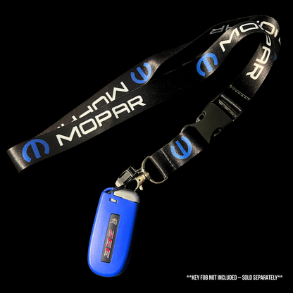 Mopar lanyard example with key fob attached for demonstration key fob not included
