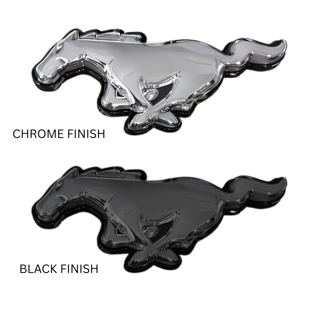 2015–2023 Ford Mustang S550 LED pony grille emblem available in Chrome or Black finish