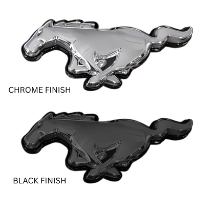 2015–2023 Ford Mustang S550 LED pony grille emblem available in Chrome or Black finish