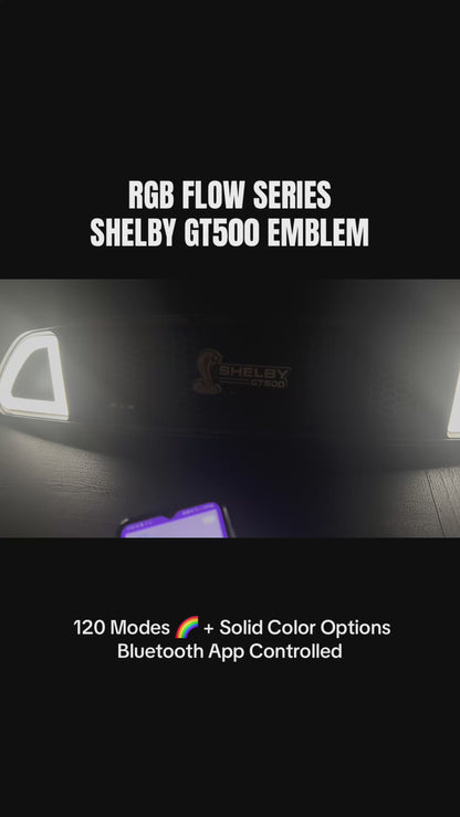 2015–2024 Ford Mustang Shelby GT500 LED Grille Emblem (RGB Flow-Series)- Frosted Finish, Dual-Controlled