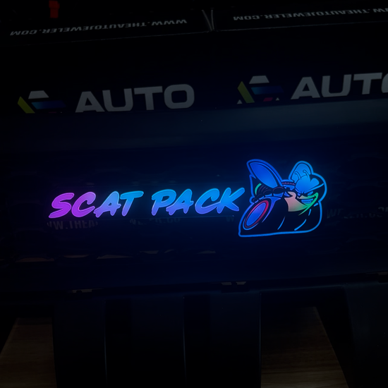 AutoJeweler Scat Pack V2 RGB Flow Series Emblem Product Showcase Video featuring different modes and colors.