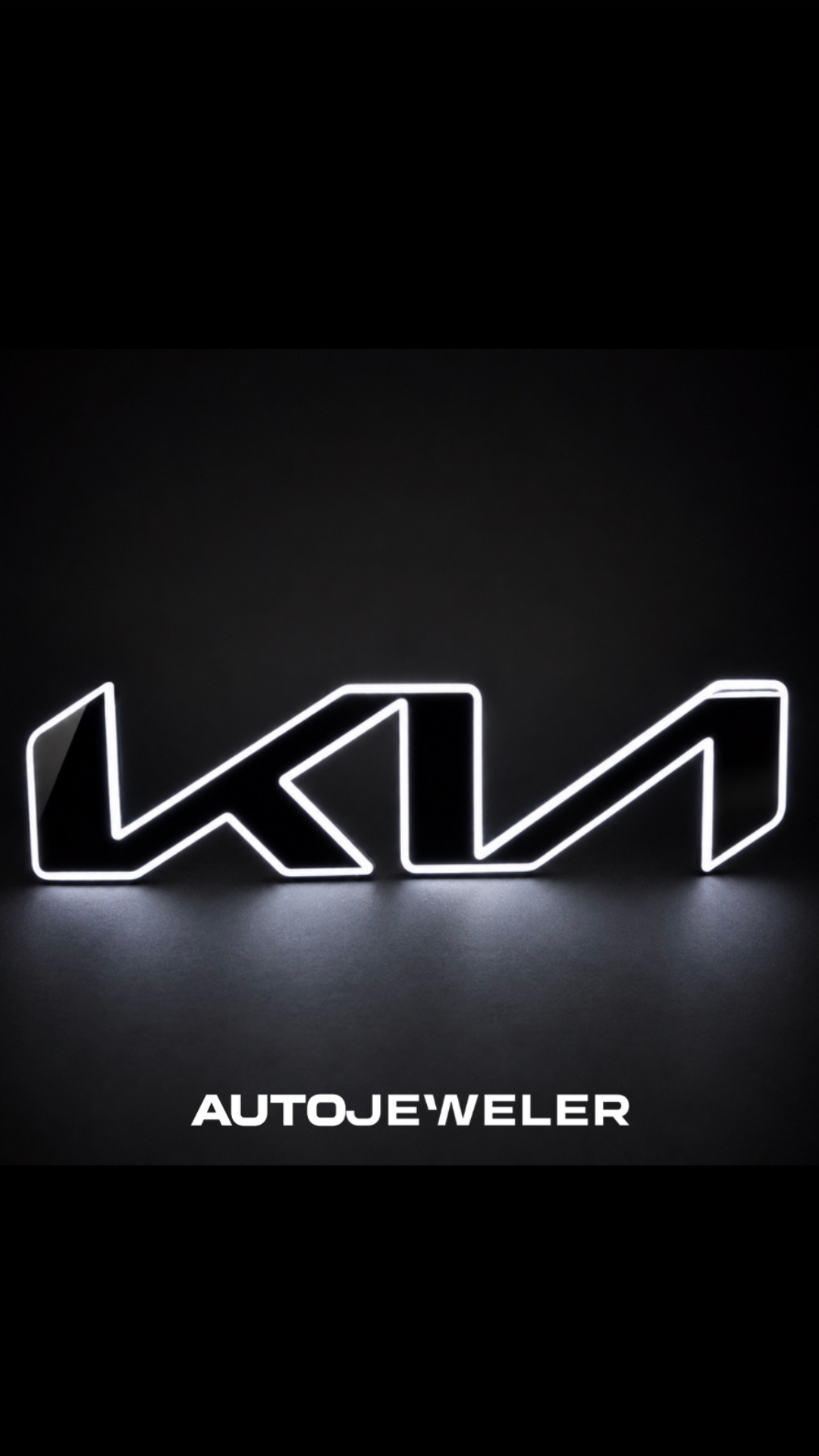 LED Gloss black Kia modern stylized "KN" style logo grille emblem with bright white LEDs video