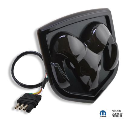 Black RAM illuminated hitch cover with integrated wiring harness product view
