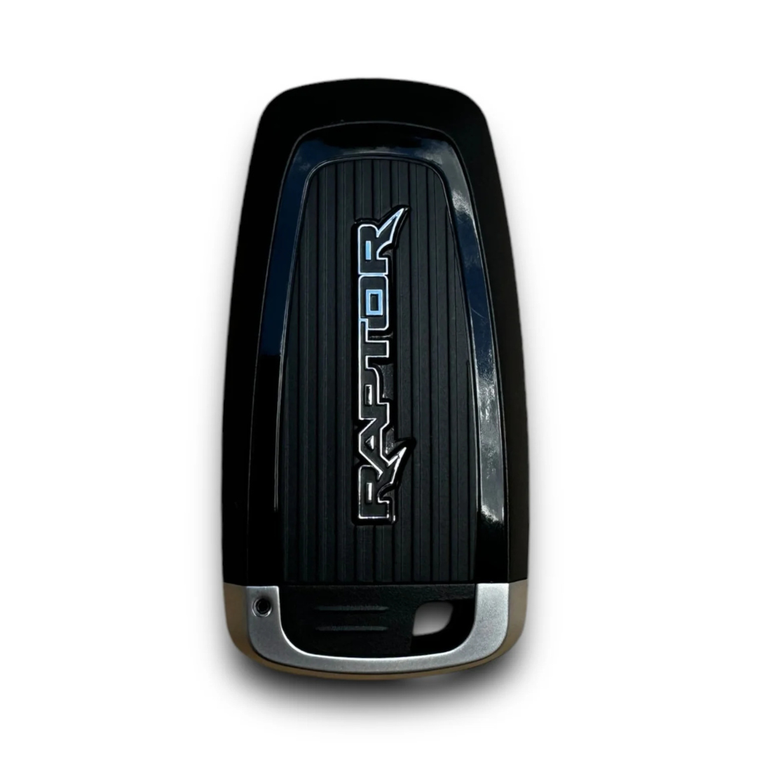 Raptor key fob shell cover front view with black finish and raised Raptor logo