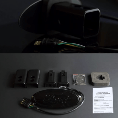 Red LED Light - Up Ford Logo Hitch Cover for 1.25" & 2" Receiver – Black FinishLED Lighted Hitch Cover