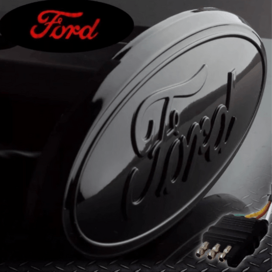 Red LED Light - Up Ford Logo Hitch Cover for 1.25" & 2" Receiver – Black FinishLED Lighted Hitch Cover