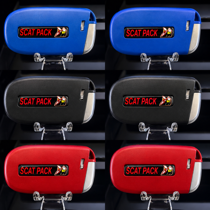 Scat Pack key fob shell color options in black, red, and blue for compatible Dodge Charger and Challenger keys.