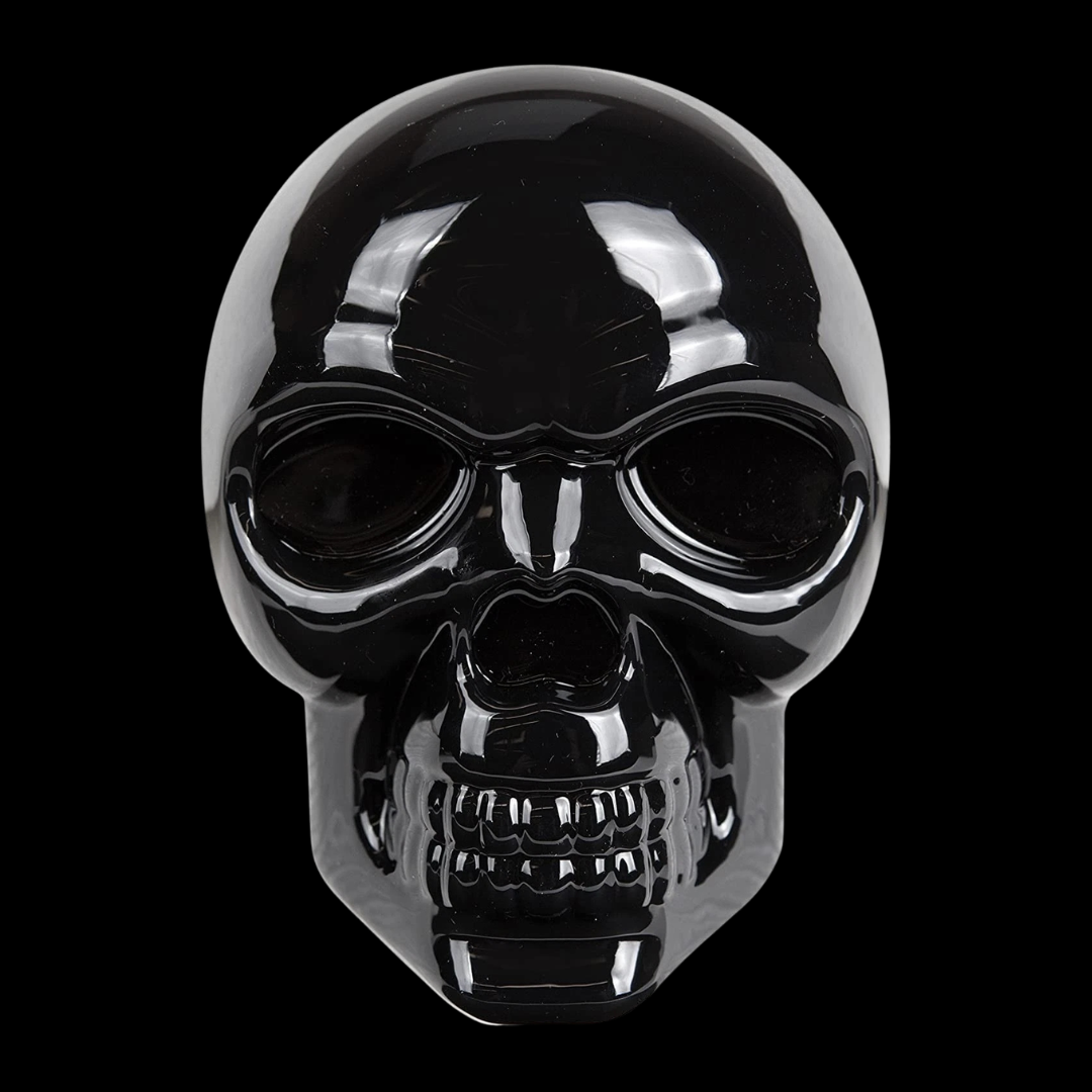 Black skull LED trailer hitch cover front view glossy finish light up brake tail light accessory