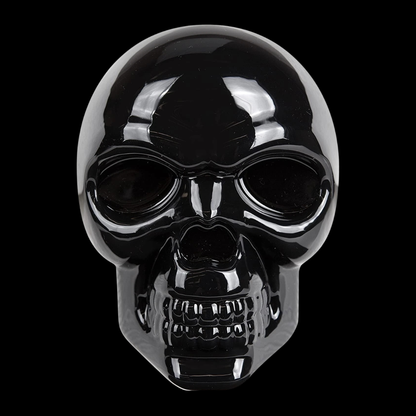 Black skull LED trailer hitch cover front view glossy finish light up brake tail light accessory