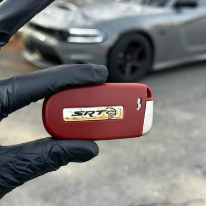 SRT Hellcat Key Fob Cover with Silver/Black Hellcat Logo + Black SRT Lanyard – Red or Blue