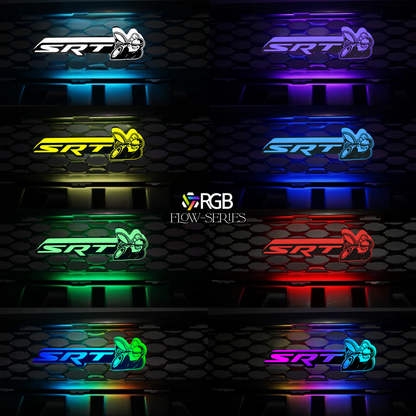 Multiple RGB color modes of the SRT Scat Bee Flow-Series LED emblem.