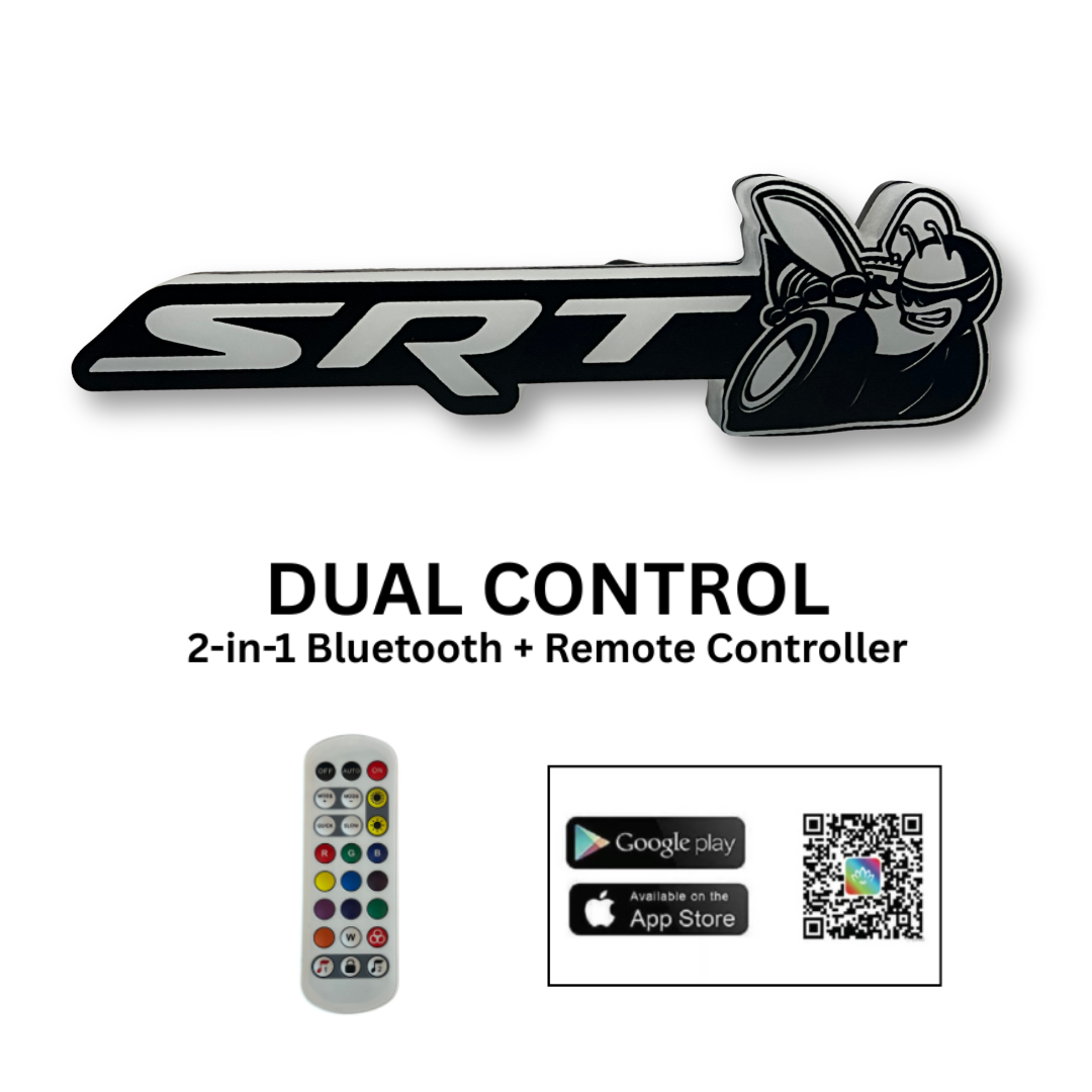 Dual control system for SRT Scat Bee RGB emblem with Bluetooth + remote