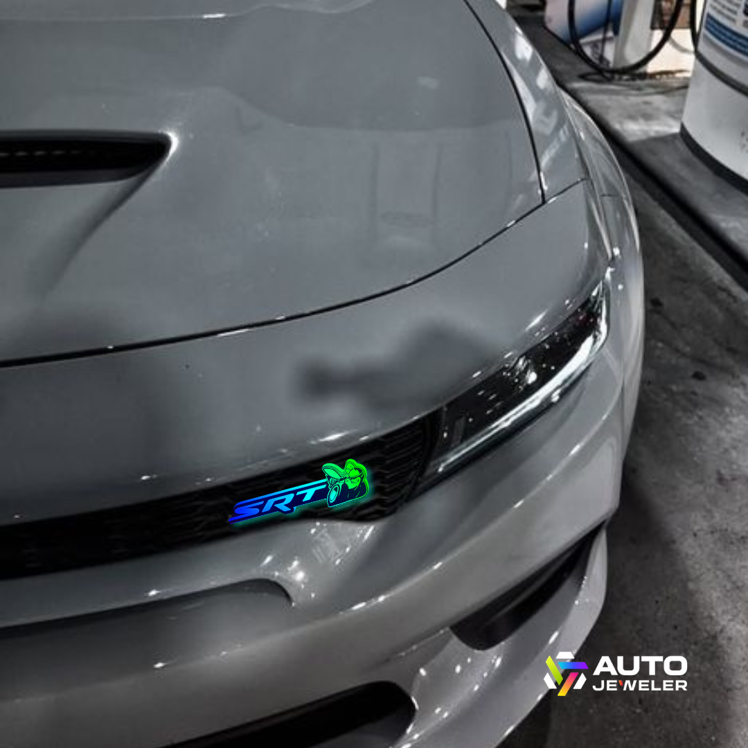 Showcase photo of Dodge Charger with SRT Scat Bee RGB Flow-Series emblem