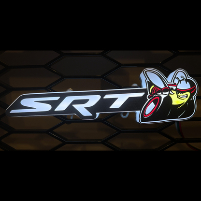 SRT Scat Bee LED emblem illuminated with crisp white glow